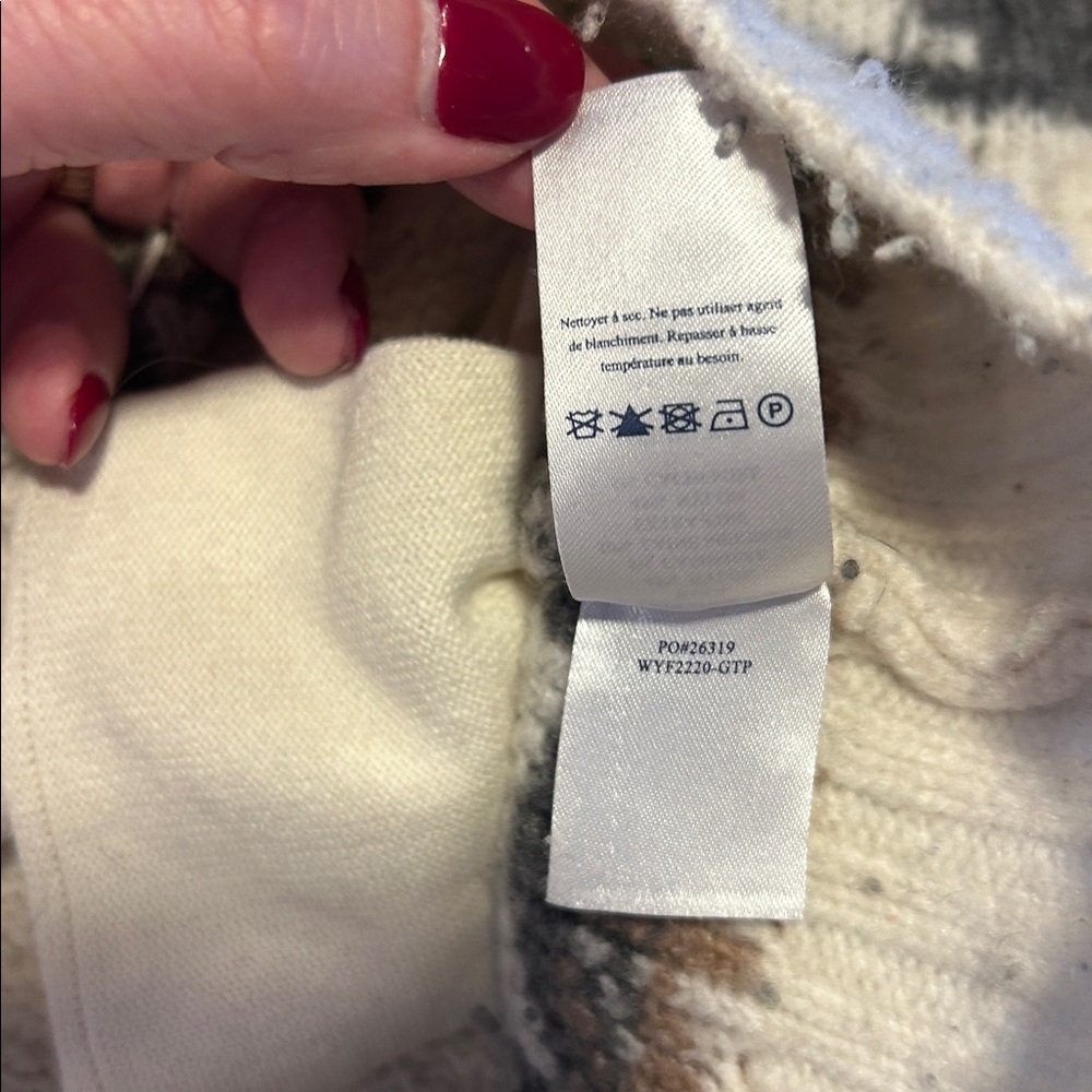 FAHERTY x B Yellowtail Wool Cashmere Fair Isle Zip Up Cardigan Sweater Size L - Picture 7 of 10